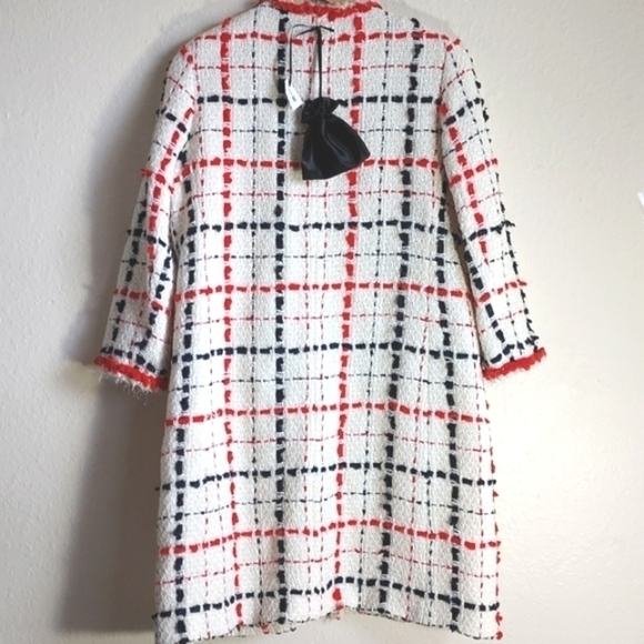 NWOT Amen Wardy Check Pattern Tweed Long Coat Size FR46 - Picture 6 of 16